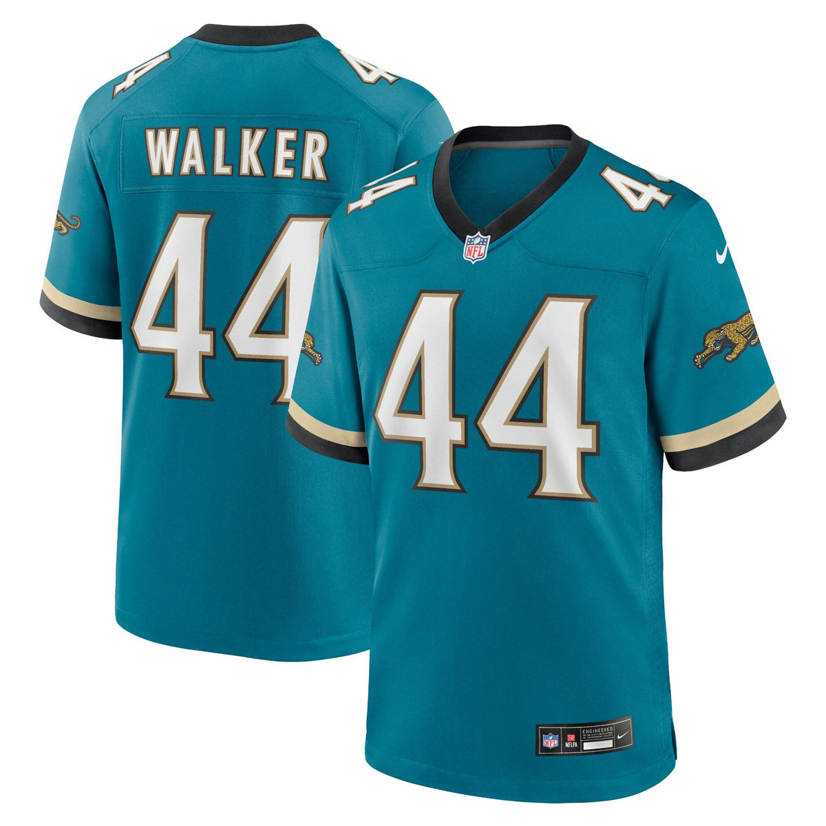 Jacksonville Jaguars Travon Walker Teal Prowler Throwback Player Game Jersey product image 2, provided for visual reference