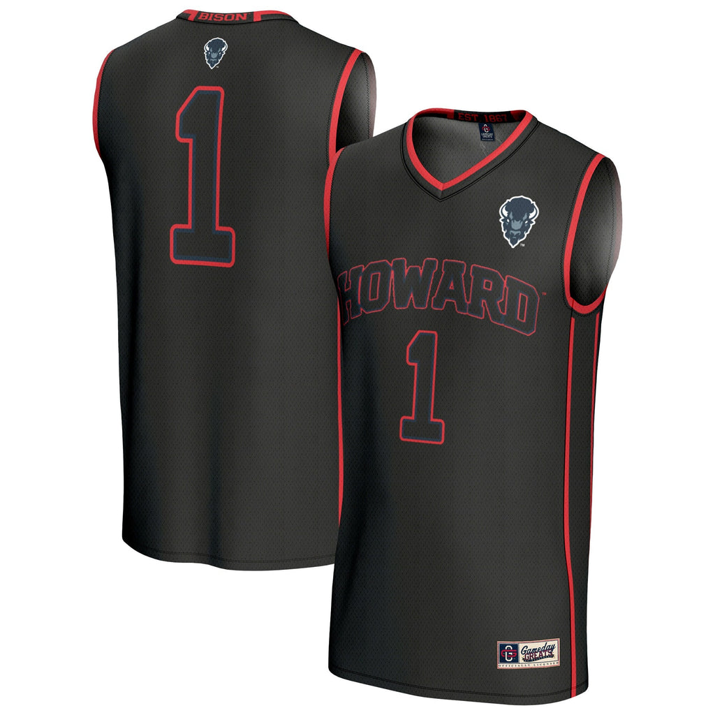 Howard Bison Lightweight Collegiate Basketball Fashion Jersey - Black product image 1, provided for visual reference and