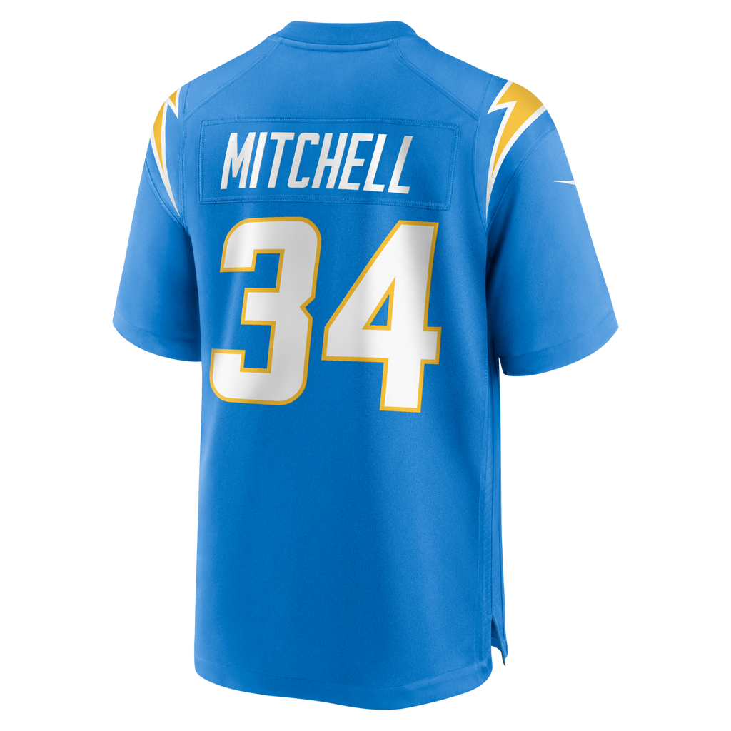 Los Angeles Chargers Keaton Mitchell Powder Blue Team Game Jersey product image 3, provided for visual reference and product