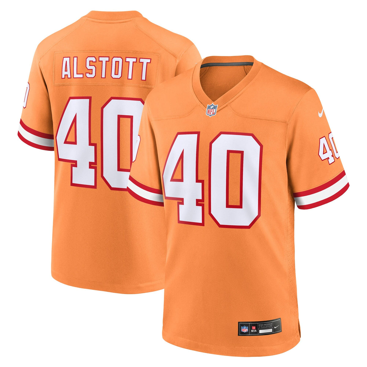 Tampa Bay Buccaneers Mike Alstott Orange Throwback Game Jersey product image 1, provided for visual reference and product