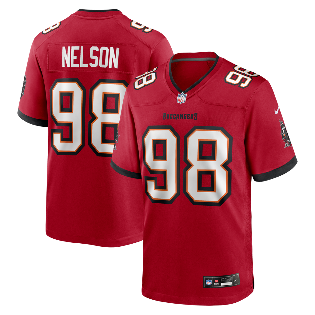 Tampa Bay Buccaneers Anthony Nelson Red Game Jersey product image 1, provided for visual reference and product detail review