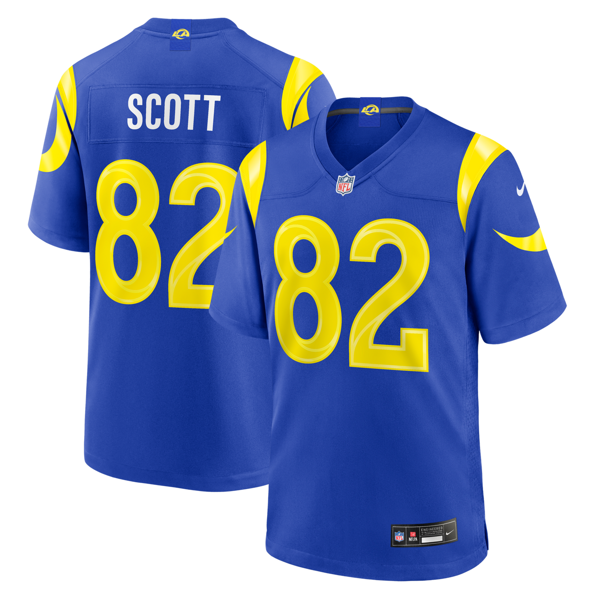 Los Angeles Rams Tyler Scott Royal Team Game Jersey product image 2, provided for visual reference and product detail review