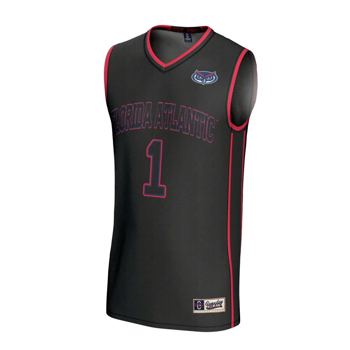 #1 Florida Atlantic Owls Lightweight Basketball Jersey - Black product image 3, provided for visual reference and product