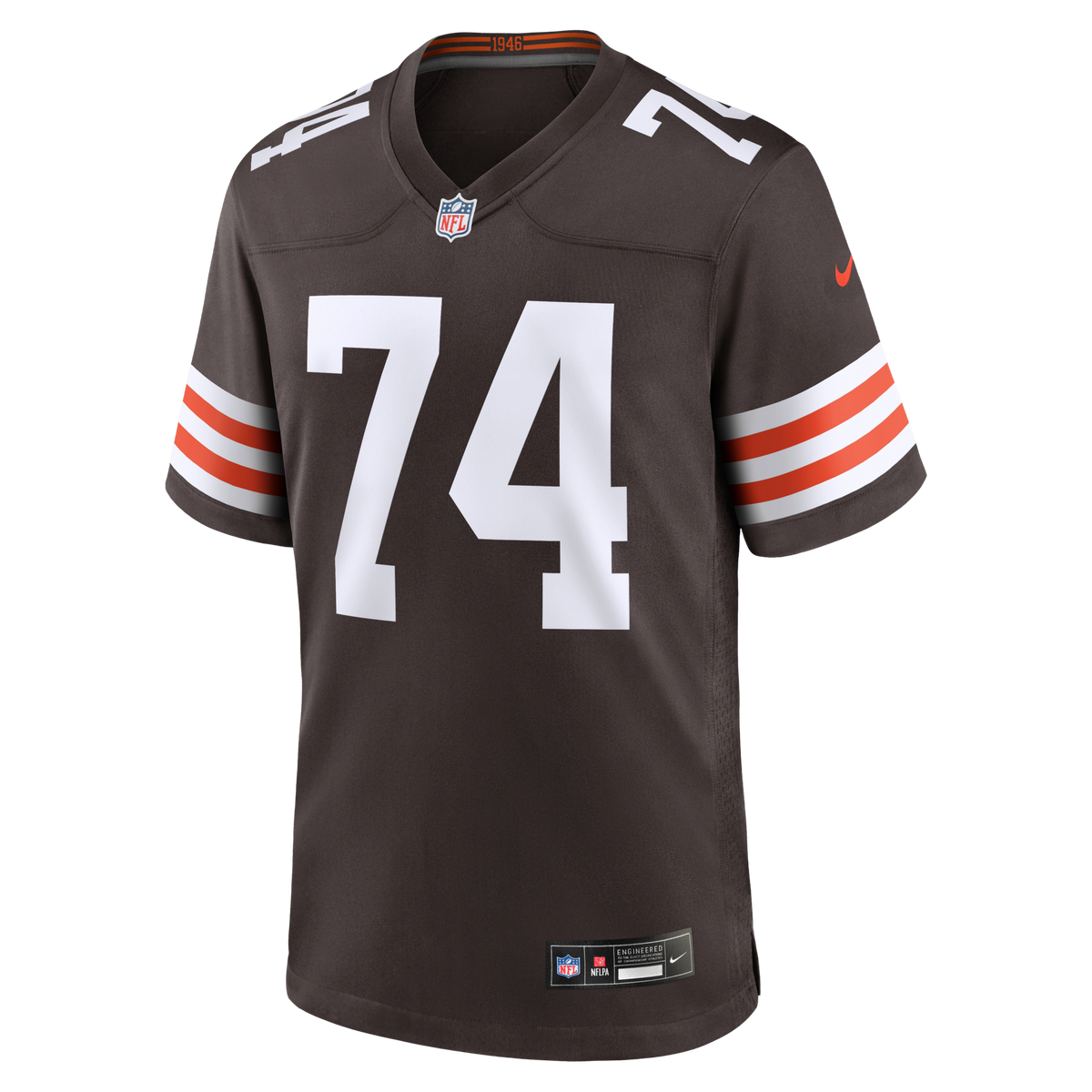 Cleveland Browns Elgton Jenkins Brown Team Game Jersey product image 2, provided for visual reference and product detail