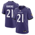 Baltimore Ravens Jaylinn Hawkins Purple Team Game Jersey product image 1, provided for visual reference and product detail