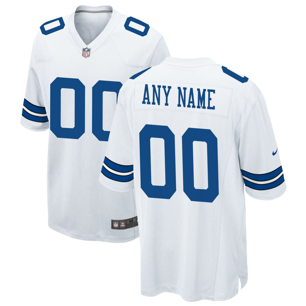 Dallas Cowboys White Custom Game Jersey product image 1, provided for visual reference and product detail review