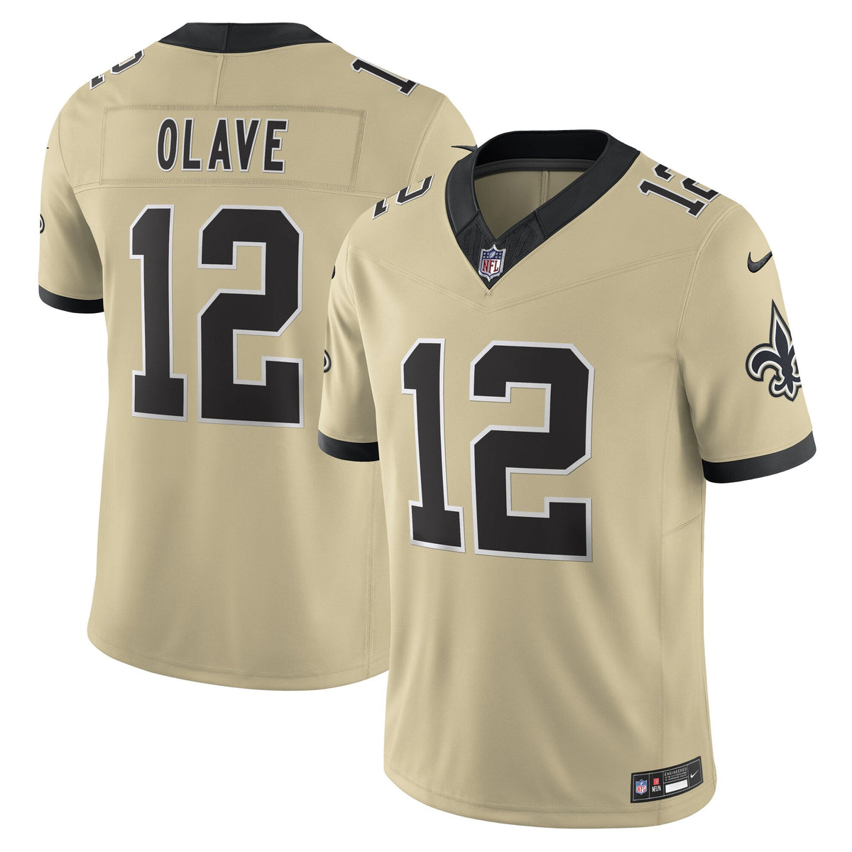 New Orleans Saints Chris Olave Gold Alternate Gameday Golds Alternate Vapor F.U.S.E. Limited Jersey product image 1,