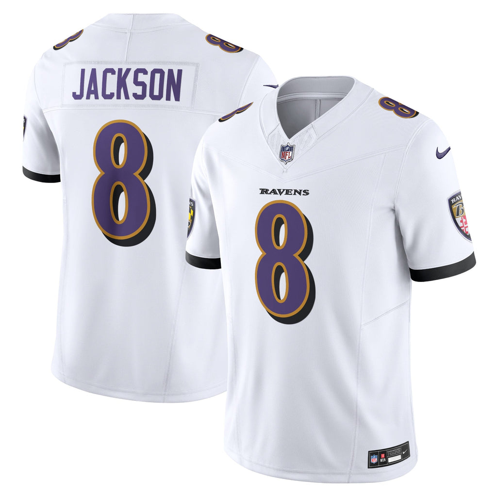 Baltimore Ravens Lamar Jackson White Vapor F.U.S.E. Limited Jersey product image 2, provided for visual reference and