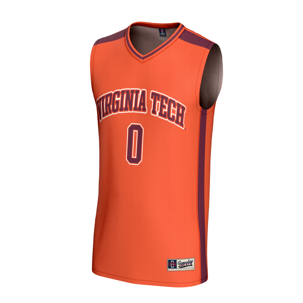 #0 Virginia Tech Hokies Collegiate Basketball Fashion Jersey - Orange product image 3, provided for visual reference and