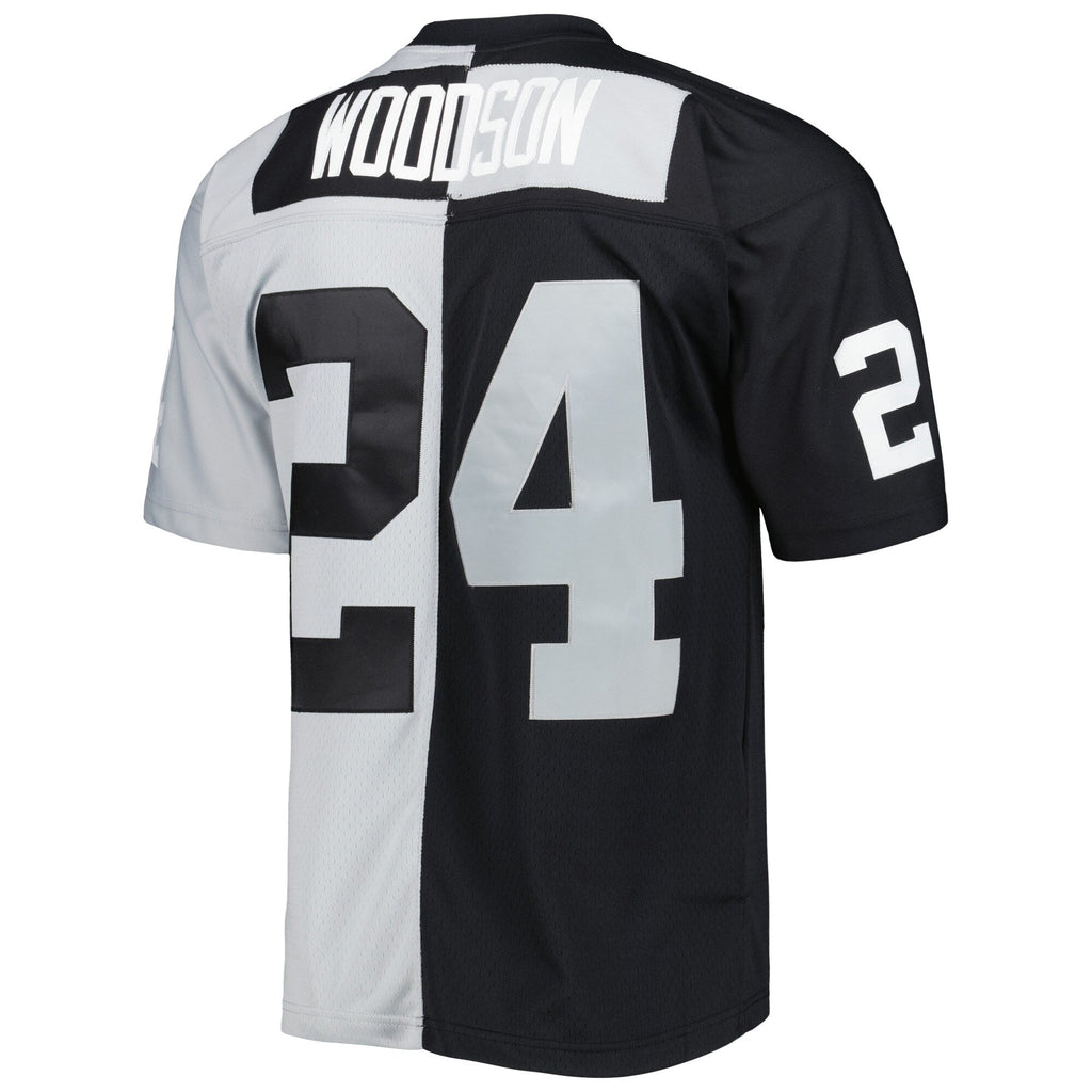 Las Vegas Raiders Charles Woodson Black/Silver 1998 Split Legacy Replica Jersey product image 4, provided for visual