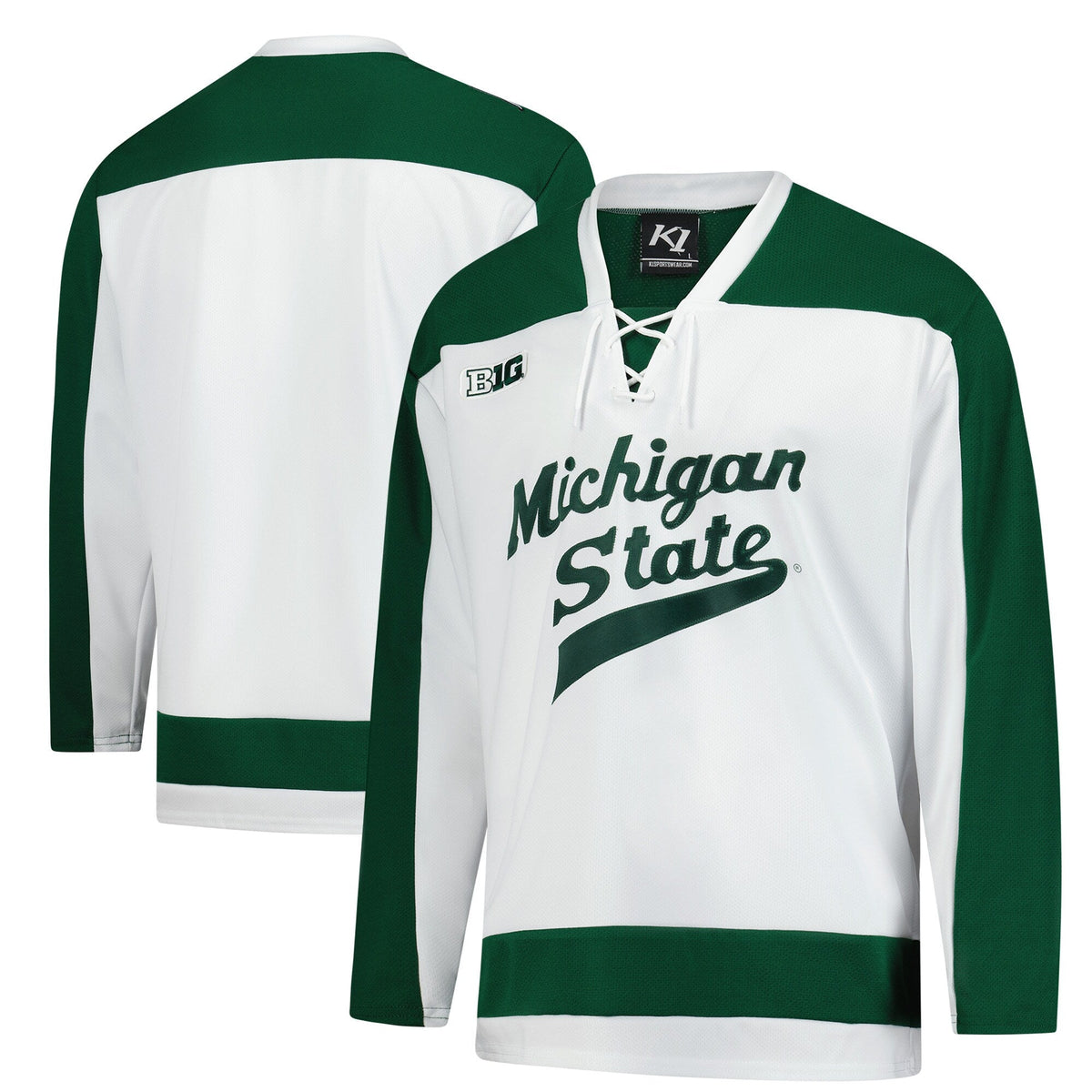 Michigan State Spartans Home Replica Hockey Jersey - White product image 1, provided for visual reference and product detail