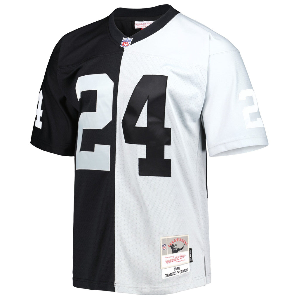 Las Vegas Raiders Charles Woodson Black/Silver 1998 Split Legacy Replica Jersey product image 3, provided for visual
