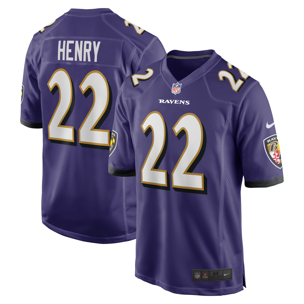 Baltimore Ravens Derrick Henry Purple Game Player Jersey product image 1, provided for visual reference and product detail