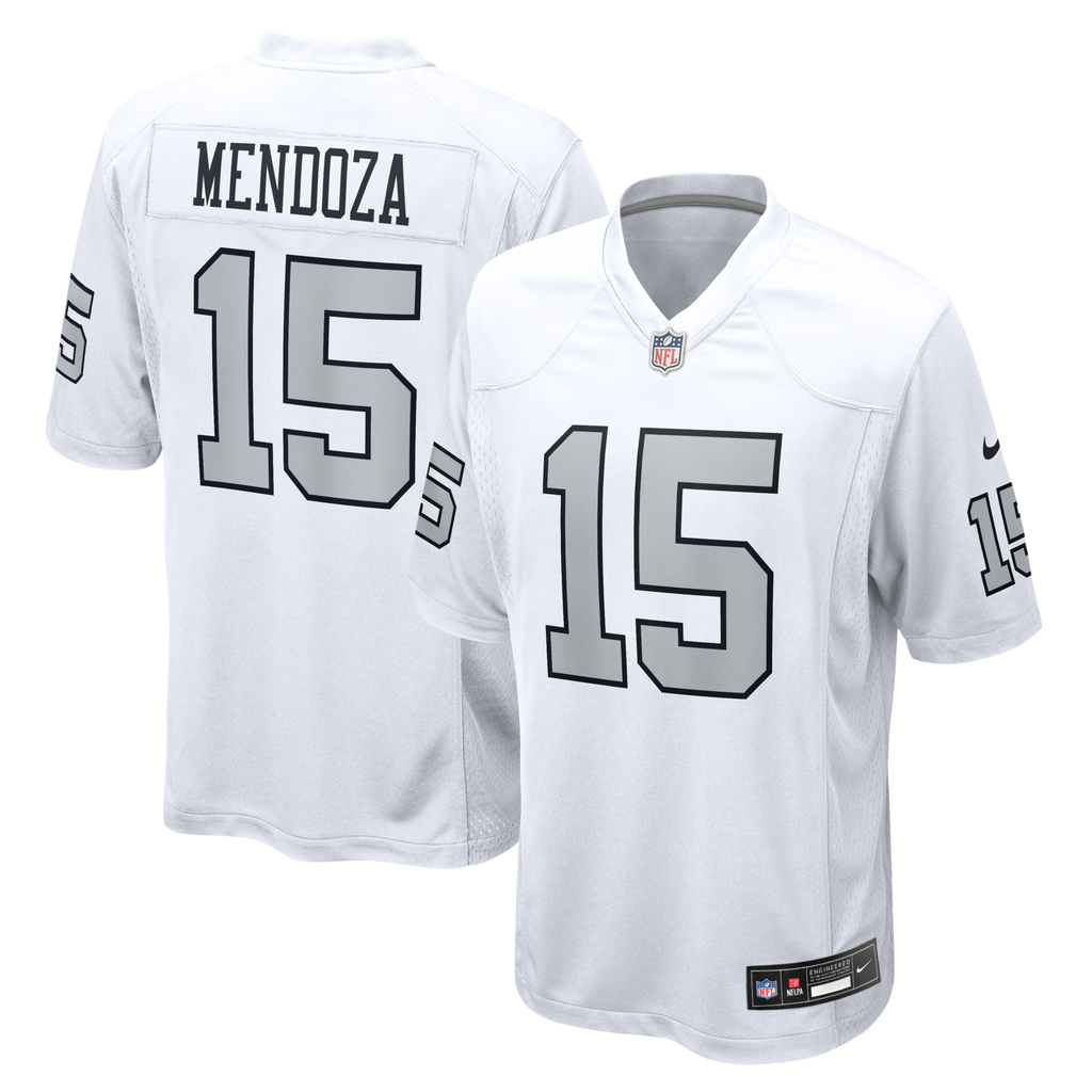 Las Vegas Raiders Fernando Mendoza White Alternate Game Player Jersey product image 1, provided for visual reference and