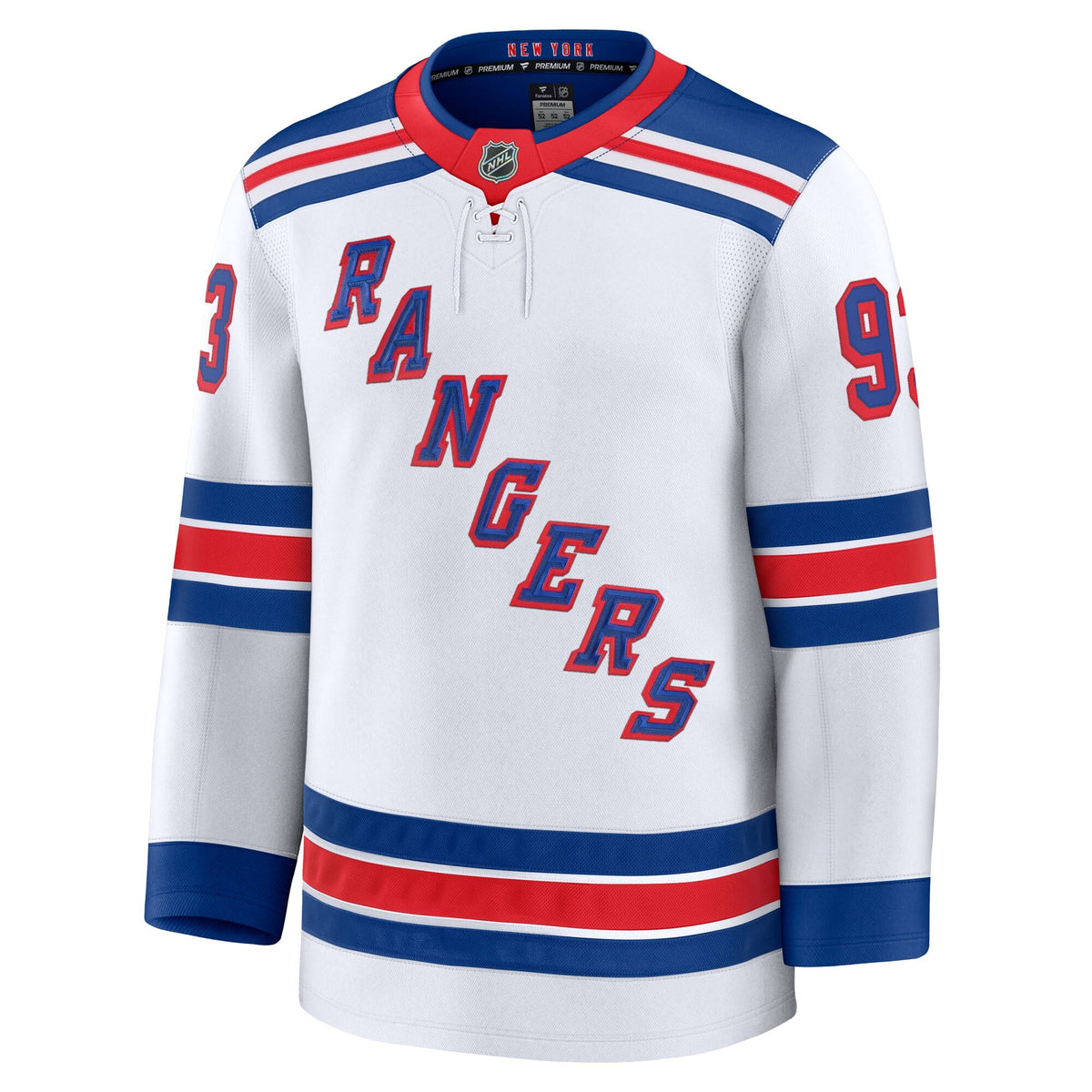 New York Rangers Mika Zibanejad White Away Premium Jersey product image 3, provided for visual reference and product detail