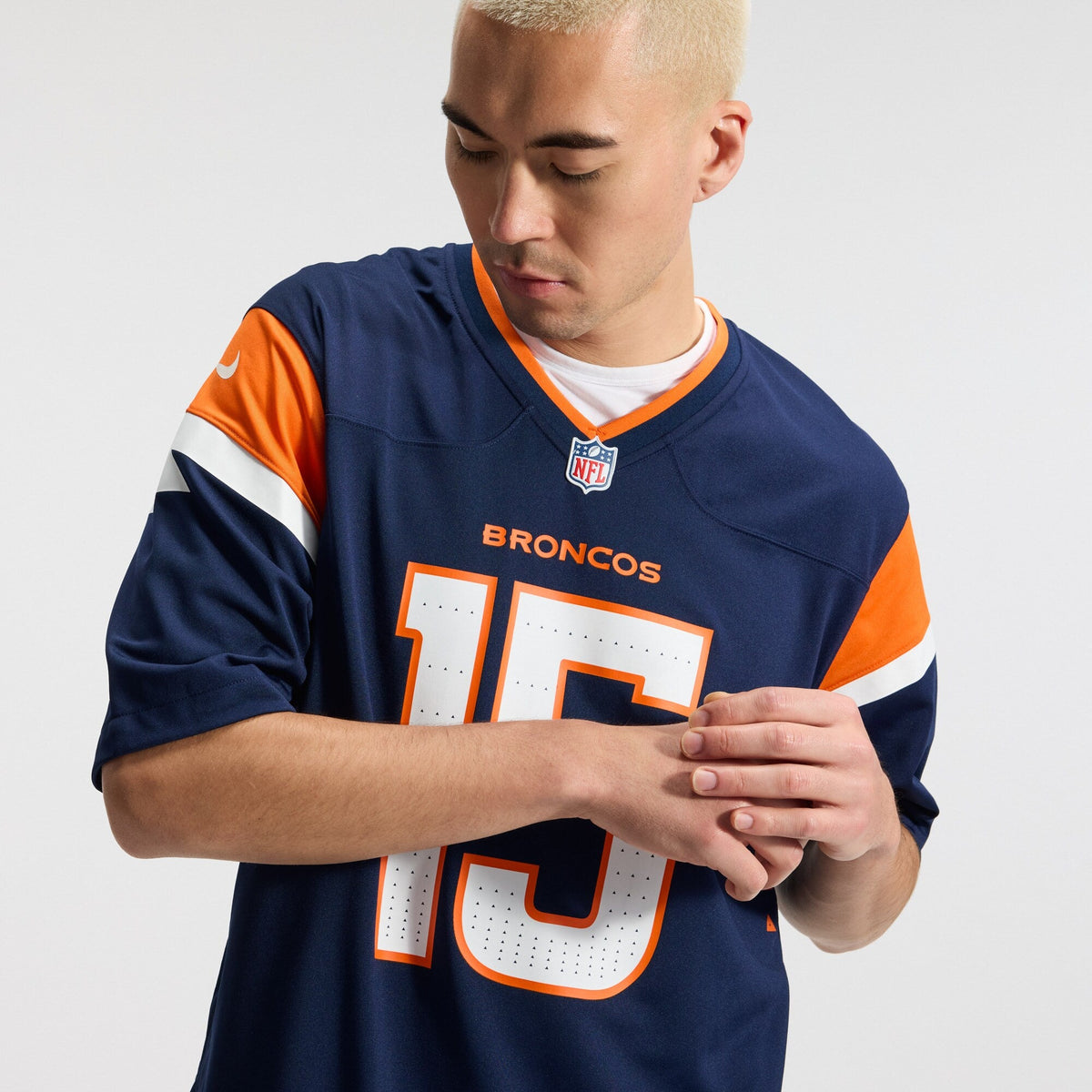 Denver Broncos Nik Bonitto Navy Alternate Game Jersey product image 11, provided for visual reference and product detail