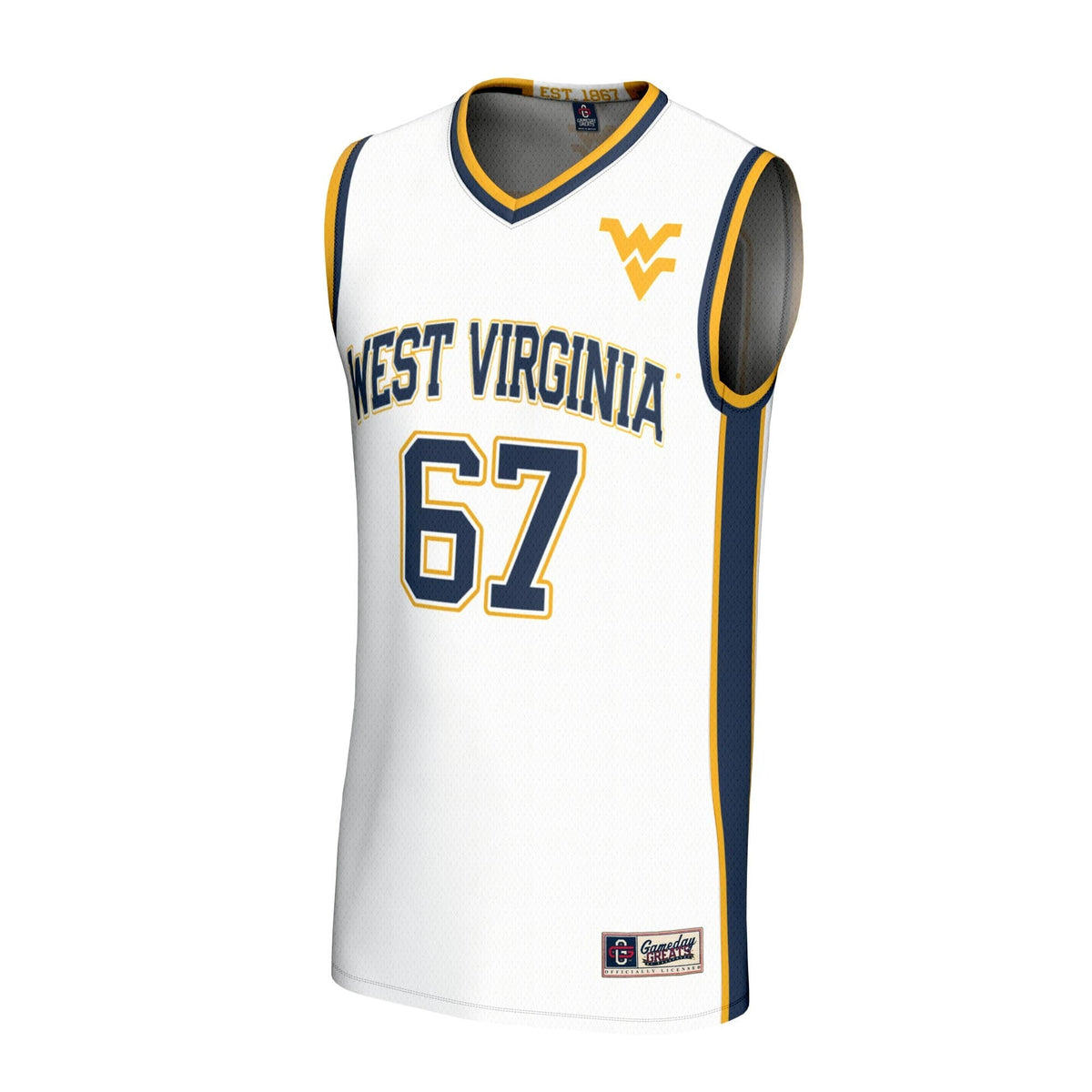 West Virginia Mountaineers Lightweight Collegiate Basketball Fashion Jersey - White product image 3, provided for visual