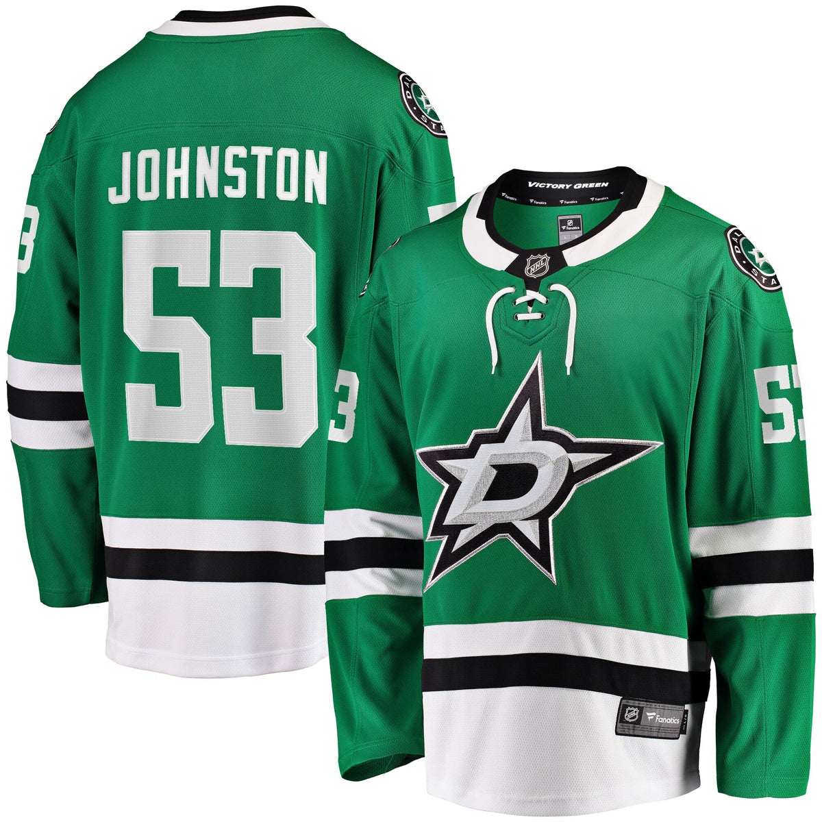Dallas Stars Wyatt Johnston Kelly Green Home Breakaway Player Jersey product image 1, provided for visual reference and