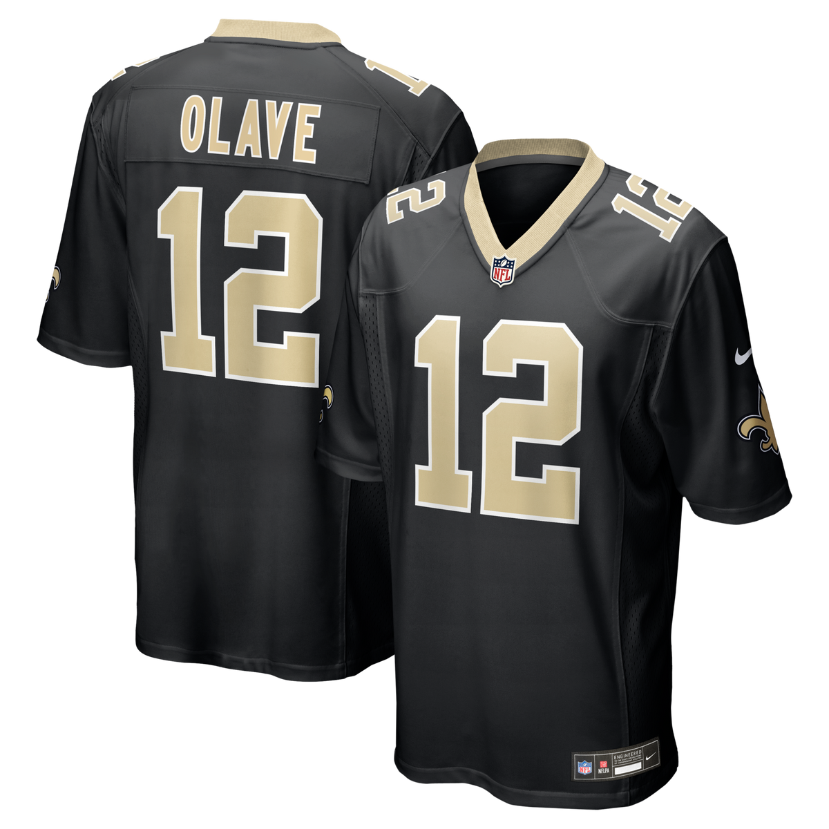 New Orleans Saints Chris Olave Black Player Game Jersey product image 2, provided for visual reference and product detail