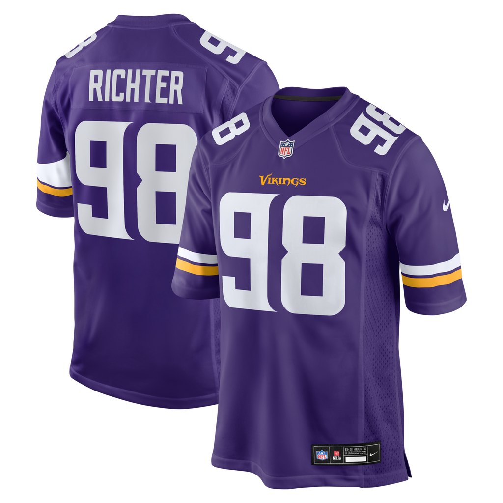 Minnesota Vikings Bo Richter Purple Team Game Jersey product image 1, provided for visual reference and product detail review