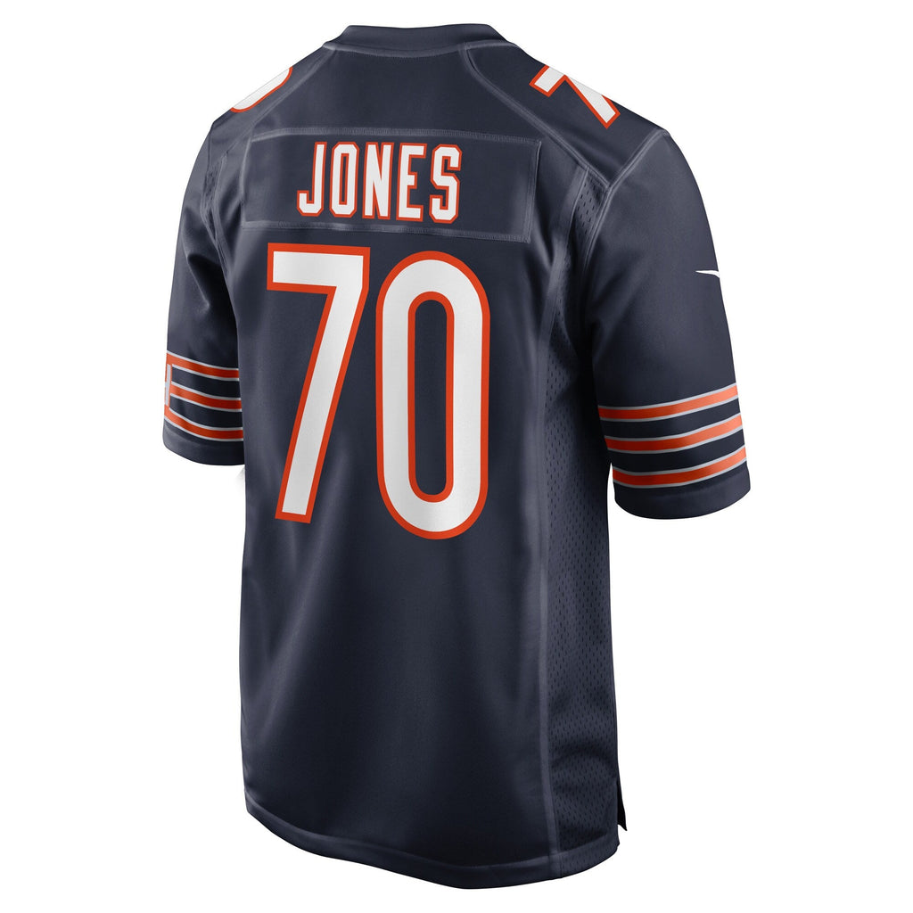 Chicago Bears Braxton Jones Navy Game Player Jersey product image 4, provided for visual reference and product detail review
