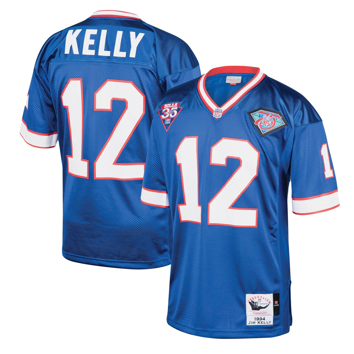 Buffalo Bills 1994 Jim Kelly Royal Authentic Throwback Retired Player Jersey product image 2, provided for visual reference