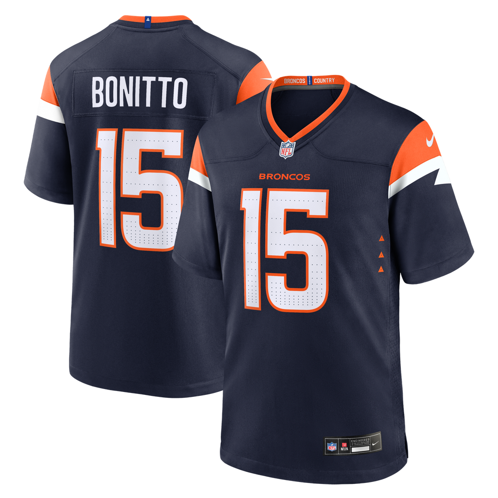Denver Broncos Nik Bonitto Navy Alternate Game Jersey product image 2, provided for visual reference and product detail