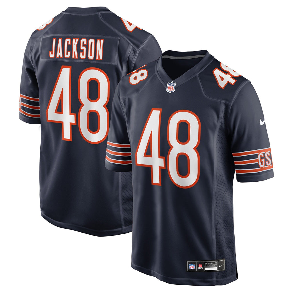 Chicago Bears D'Marco Jackson Navy Team Game Jersey product image 1, provided for visual reference and product detail review