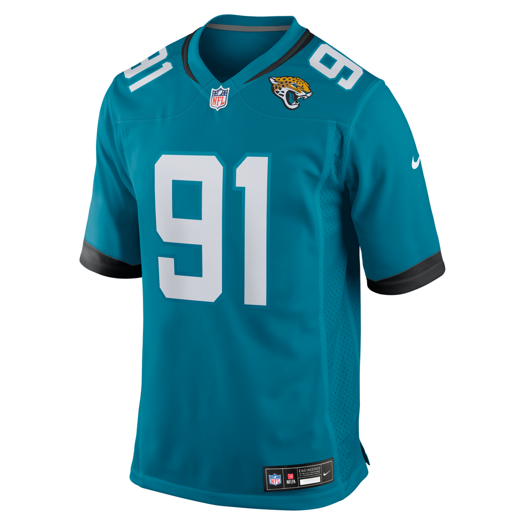 Jacksonville Jaguars Arik Armstead Teal Team Game Jersey product image 2, provided for visual reference and product detail