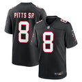 Atlanta Falcons Kyle Pitts Sr. Black Alternate Game Jersey product image 1, provided for visual reference and product detail