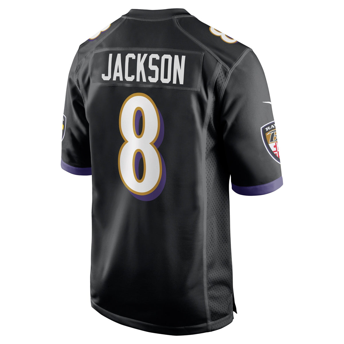 Baltimore Ravens Lamar Jackson Black Alternate Game Jersey product image 4, provided for visual reference and product detail