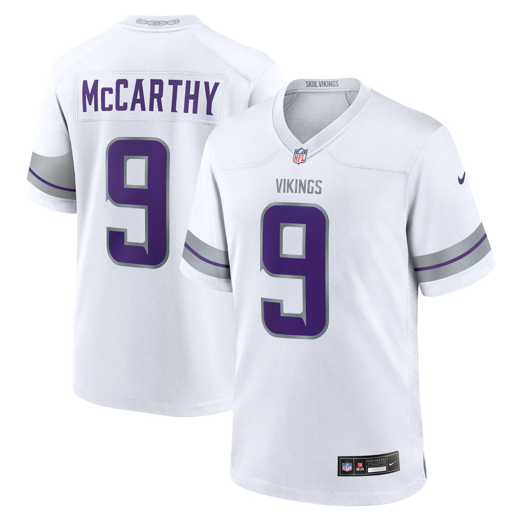 Minnesota Vikings J.J. McCarthy White Alternate Game Player Jersey product image 2, provided for visual reference and