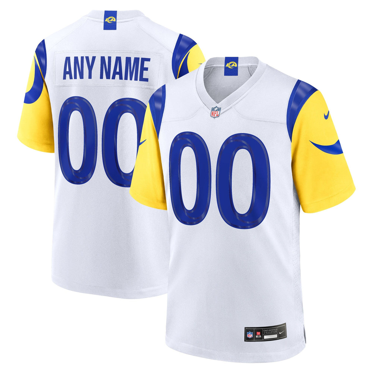 Los Angeles Rams White Custom Game Jersey product image 2, provided for visual reference and product detail review