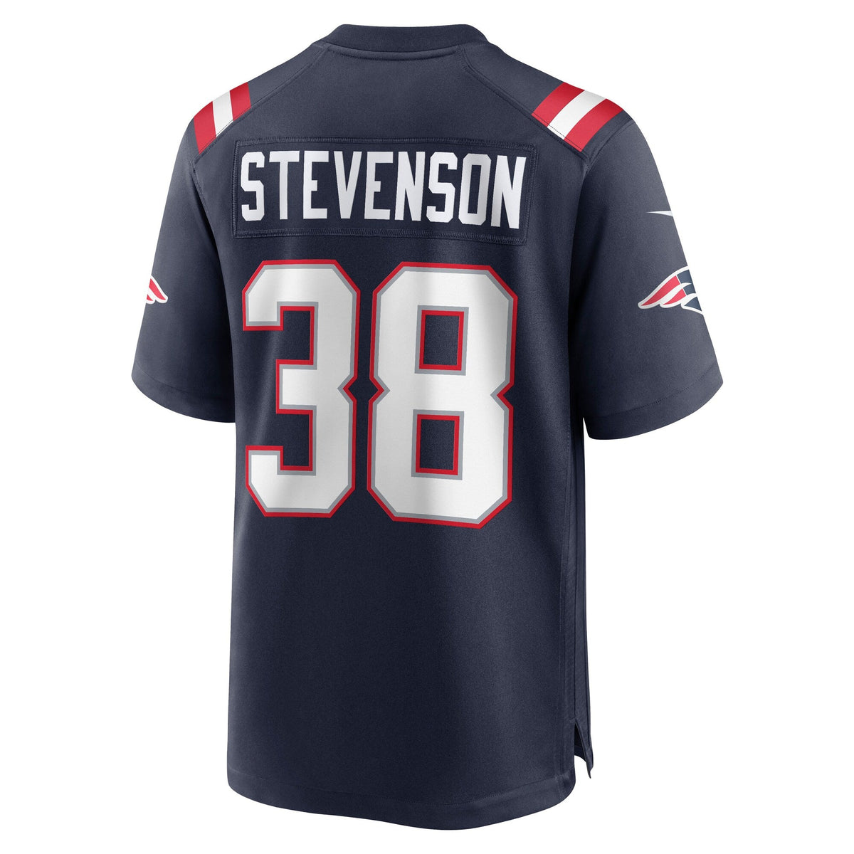 New England Patriots Rhamondre Stevenson Navy Game Jersey product image 4, provided for visual reference and product detail