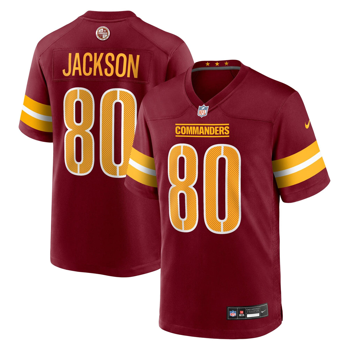 Washington Commanders Tyree Jackson Burgundy Team Game Jersey product image 2, provided for visual reference and product