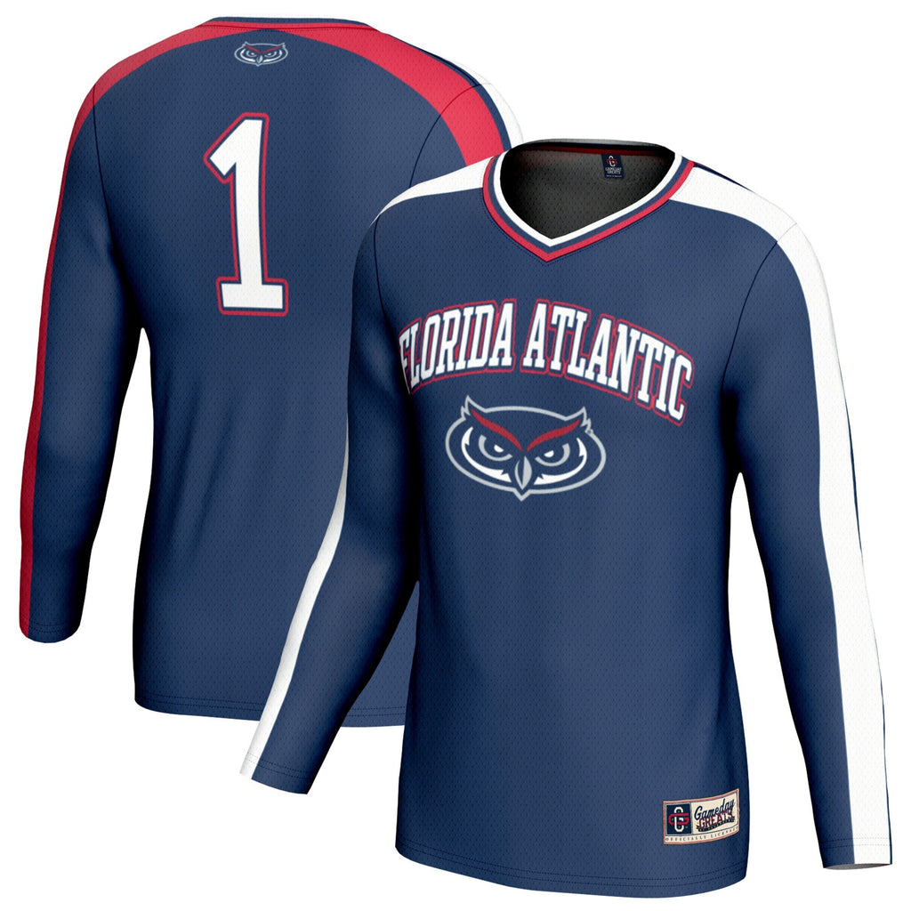 #1 Florida Atlantic Owls Lightweight Collegiate Volleyball Fashion Jersey - Navy product image 2, provided for visual