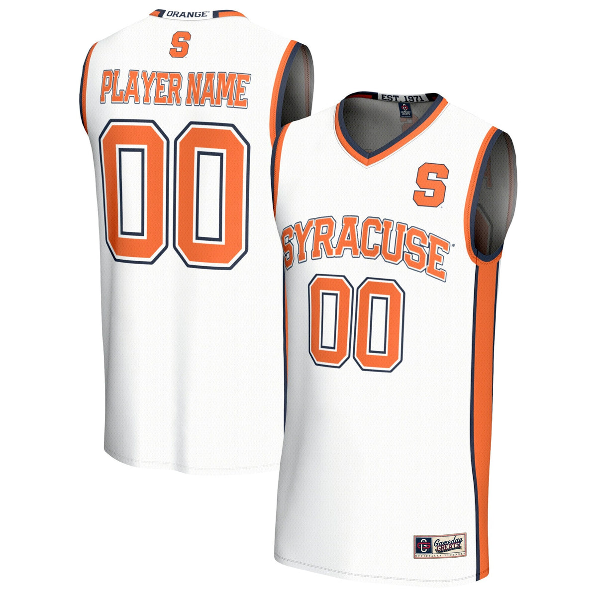 Syracuse Orange Lightweight Collegiate Basketball NIL Pick-A-Player Fashion Jersey - White product image 2, provided for