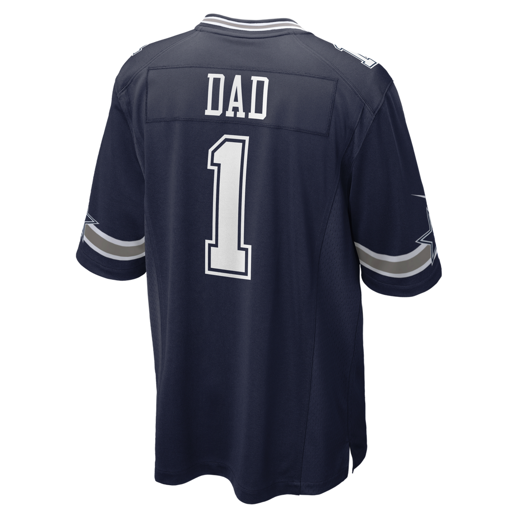 Dallas Cowboys Number 1 Dad Navy Game Jersey product image 4, provided for visual reference and product detail review