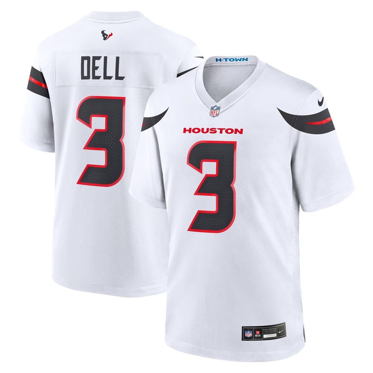 Houston Texans Tank Dell White Game Jersey product image 1, provided for visual reference and product detail review
