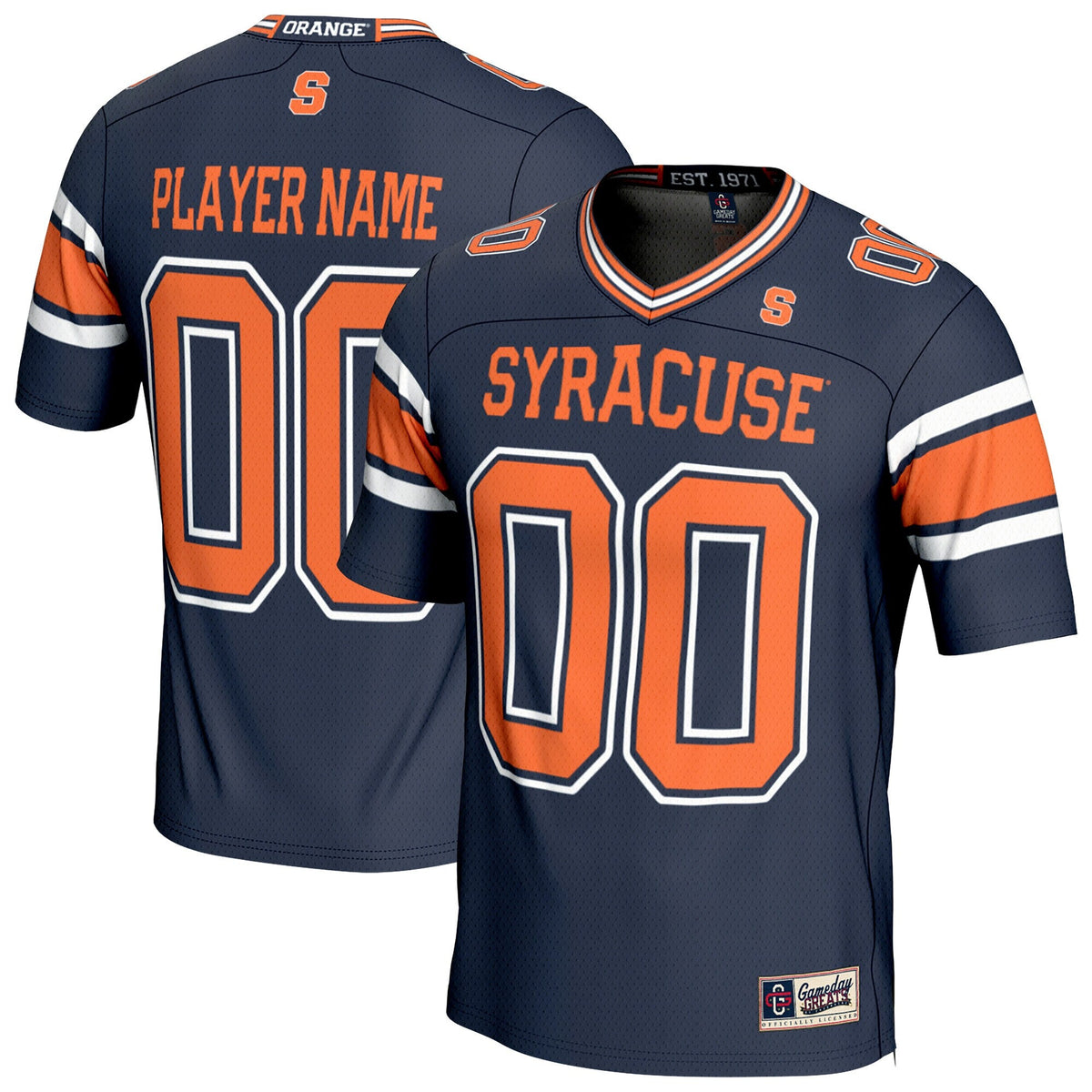 Syracuse Orange NIL Pick-A-Player Lightweight Collegiate Football Fashion Jersey - Navy product image 1, provided for visual