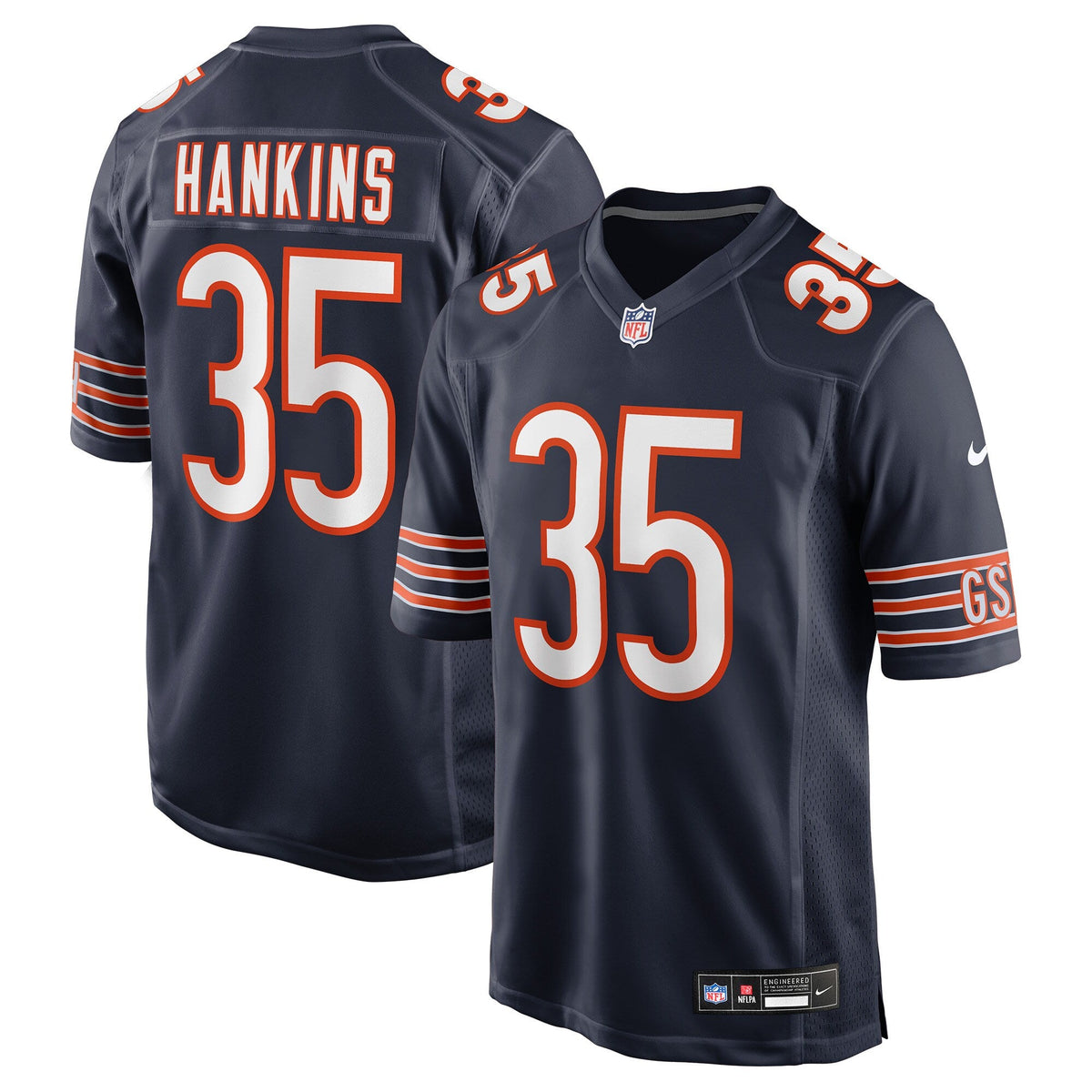 Chicago Bears Deion Hankins Navy Team Game Jersey product image 1, provided for visual reference and product detail review