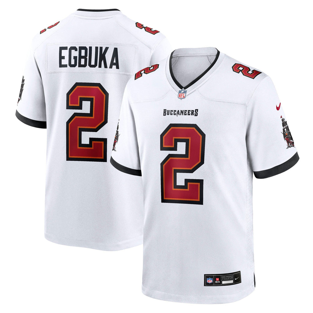 Tampa Bay Buccaneers Emeka Egbuka White Game Jersey product image 2, provided for visual reference and product detail review