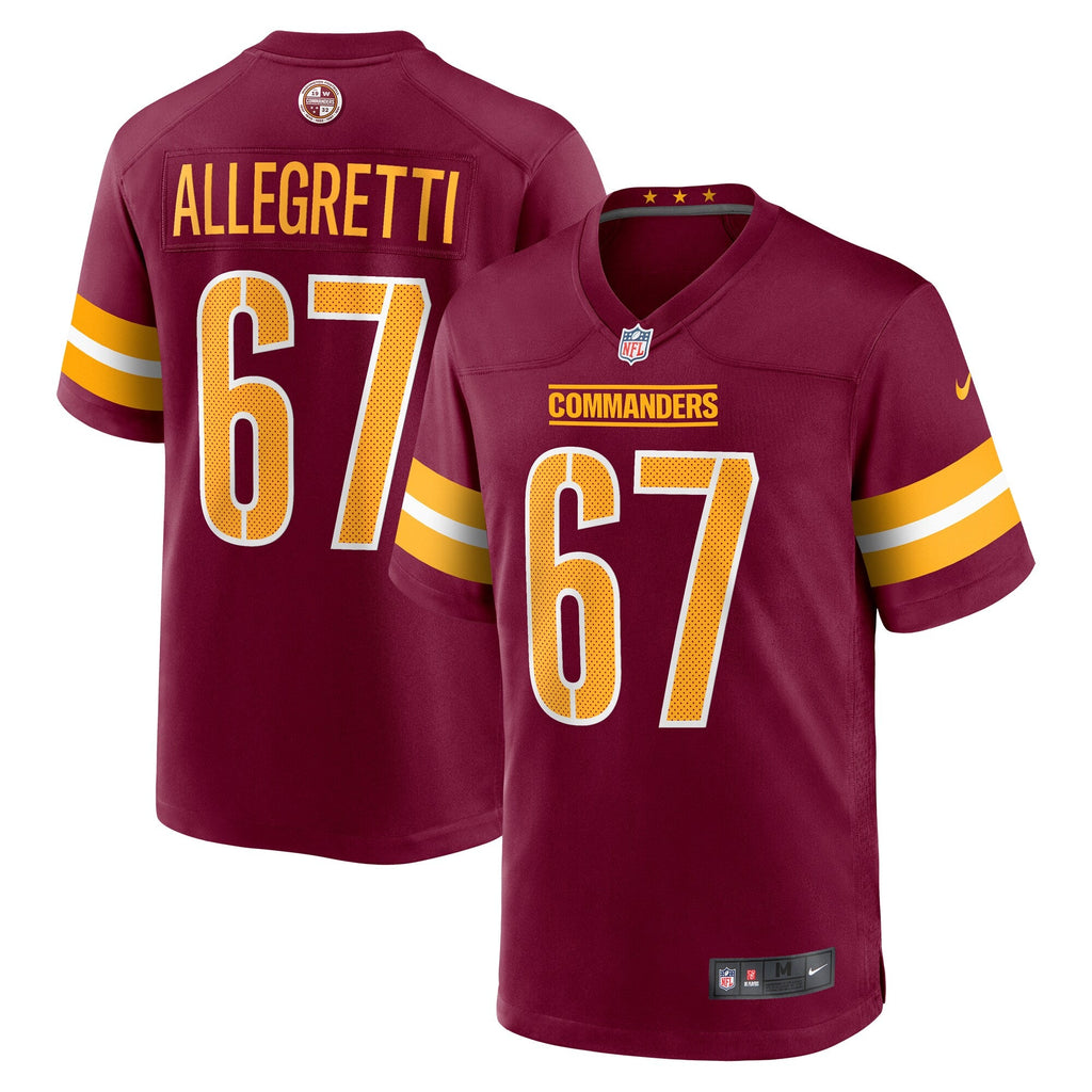 Washington Commanders Nick Allegretti Burgundy Game Jersey product image 2, provided for visual reference and product detail