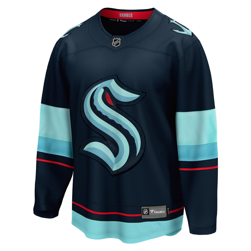 Seattle Kraken Deep Sea Blue Home Breakaway Jersey product image 3, provided for visual reference and product detail review