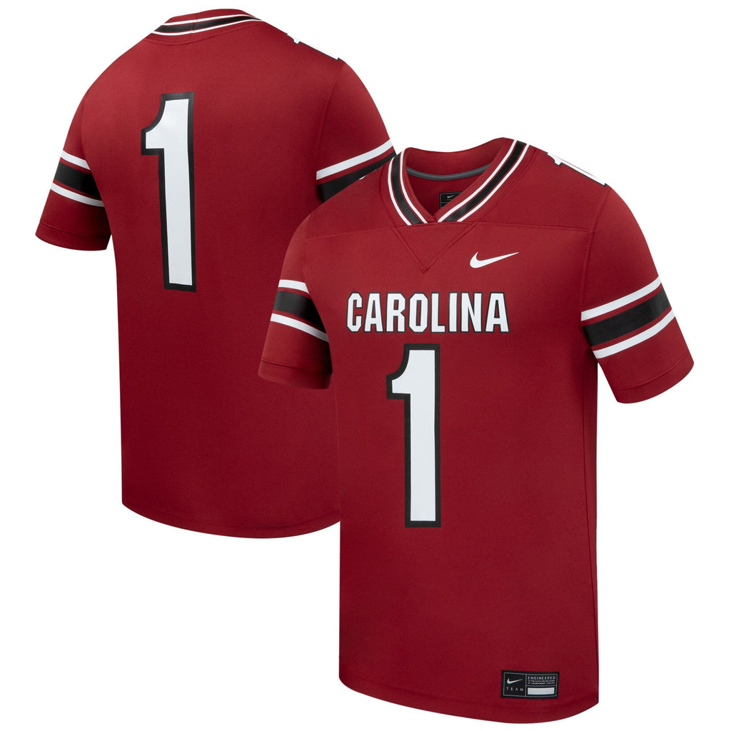 #1 South Carolina Gamecocks Home Replica Football Jersey - Garnet product image 1, provided for visual reference and product