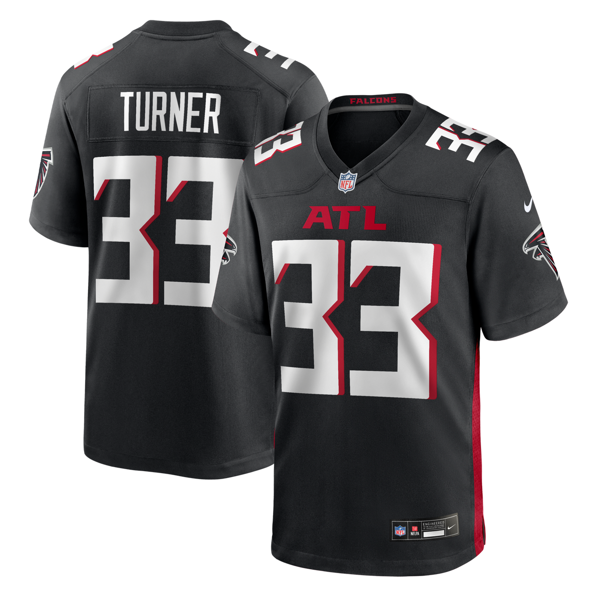 Atlanta Falcons Michael Turner Black Game Retired Player Jersey product image 1, provided for visual reference and product