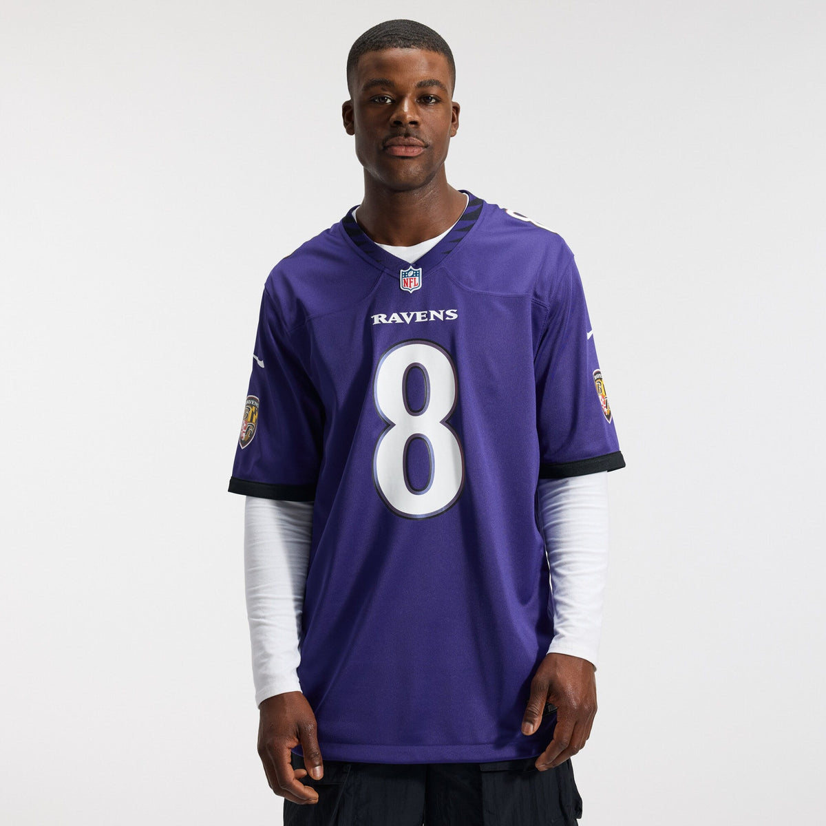 Baltimore Ravens Lamar Jackson Purple Team Game Jersey product image 3, provided for visual reference and product detail