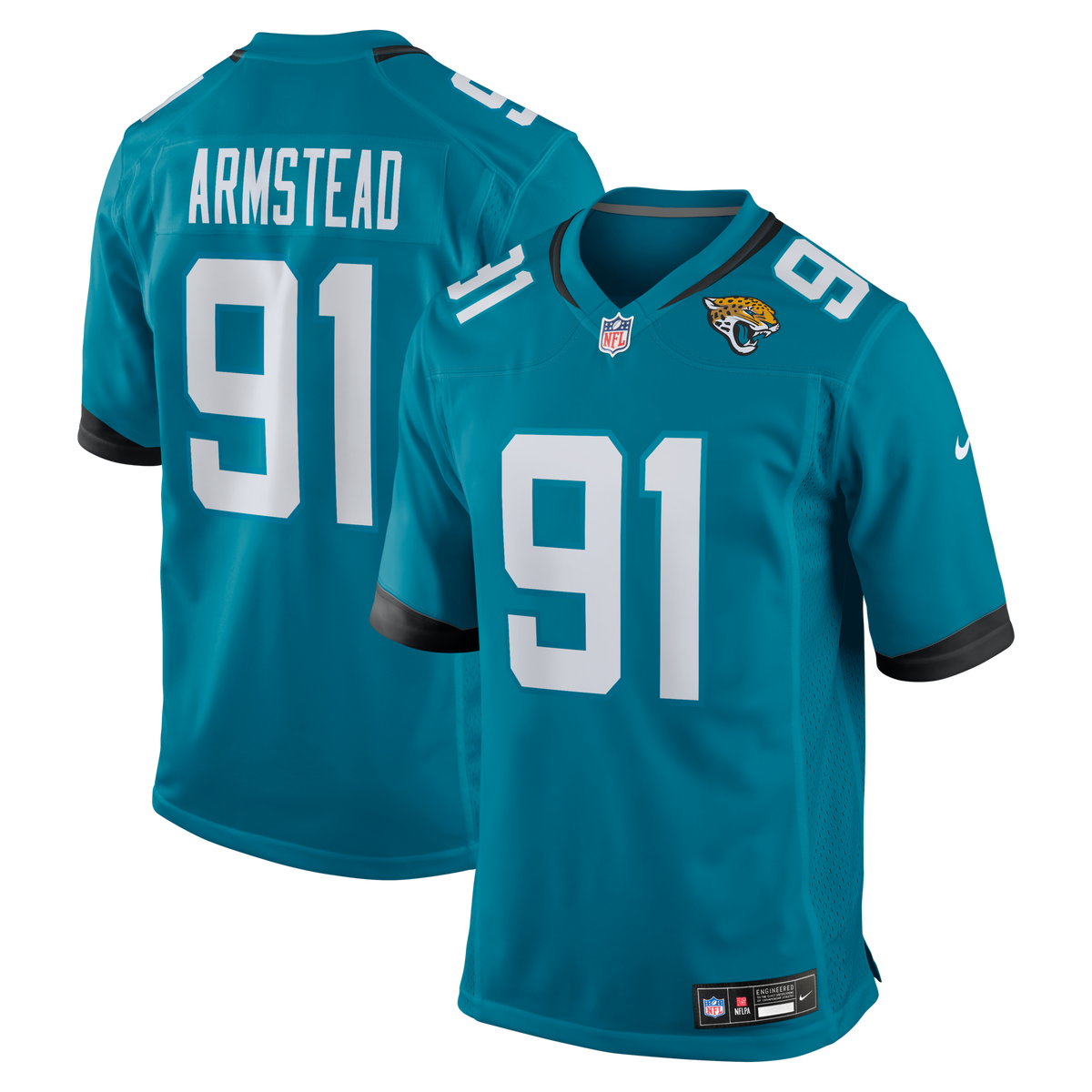 Jacksonville Jaguars Arik Armstead Teal Team Game Jersey product image 1, provided for visual reference and product detail
