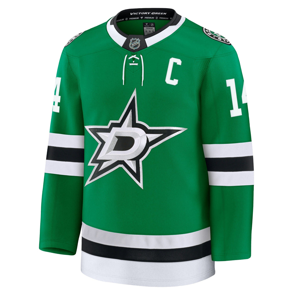 Dallas Stars Jamie Benn Kelly Green Home Premium Jersey product image 3, provided for visual reference and product detail