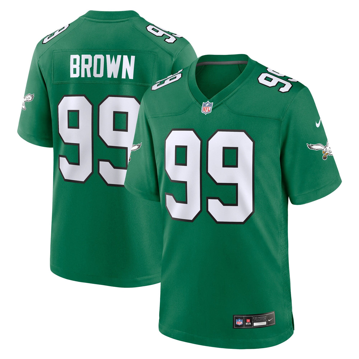 Philadelphia Eagles Jerome Brown Kelly Green Retired Player Alternate Game Jersey product image 2, provided for visual